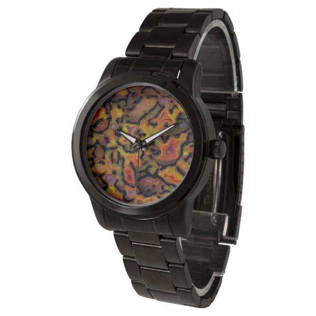 Orange Petrified Dinosaur Bone Watch (Angled)