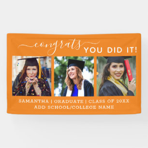 Orange Photo Congrats Graduate 2022 Graduation Banner