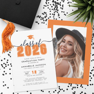Orange Photo Graduation Party Invitation