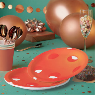 Orange Pickleball Balls on White Pickleball Party Paper Plate
