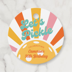 Orange Pickleball Let's Pickle Personalised Text Favour Tags