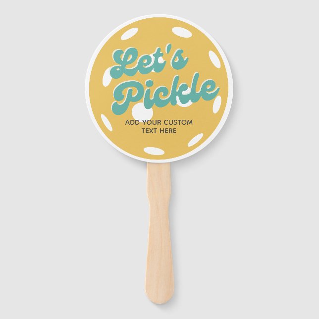 Orange Pickleball Let's Pickle Personalised Text Hand Fan (Front)