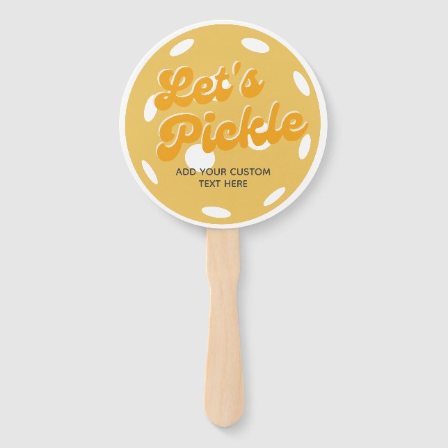 Orange Pickleball Let's Pickle Personalised Text Hand Fan (Front)