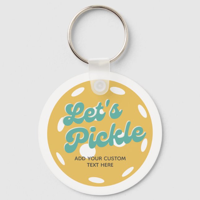 Orange Pickleball Let's Pickle Personalised Text Key Ring (Front)