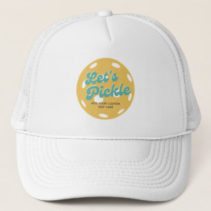 Orange Pickleball Let's Pickle Personalised Text Trucker Hat
