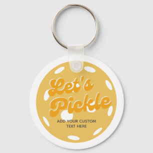 Orange Pickleball Let's Pickle Personalized Text Key Ring