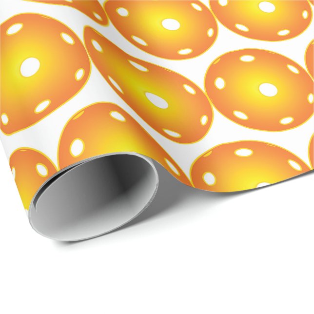 Orange pickleballs all over wrapping paper (Roll Corner)