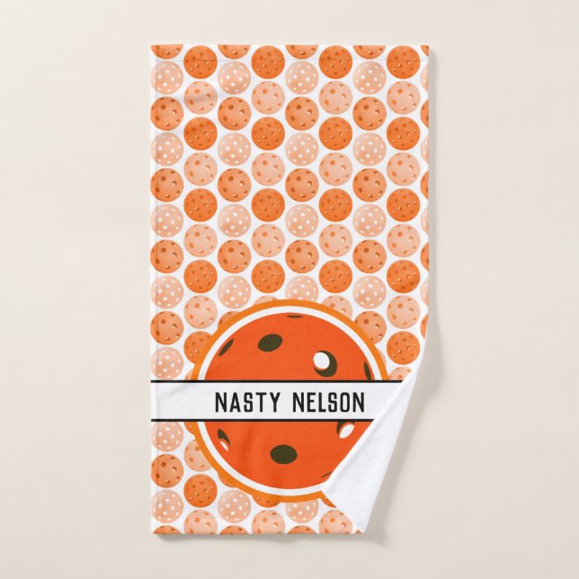 Orange Pickleballs Personalised Pickleball Court Hand Towel (Hand Towel)