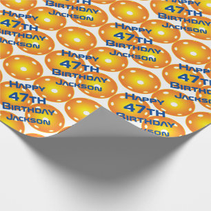 Orange pickleballs with custom name and number wrapping paper