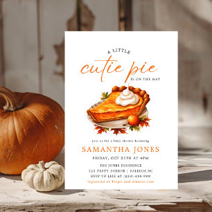 Orange Pie Pumpkin Fall Baby Shower Invitation