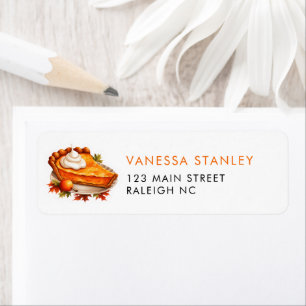 Orange Pie Pumpkin Fall Baby Shower Return Address Return Address Label