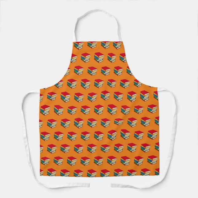 Orange Pile of Books Apron (Front)