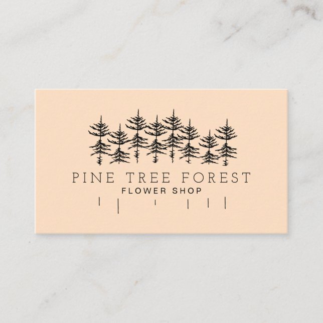Orange Pine Tree Forest Business Card (Front)
