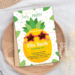 Orange Pineapple Birthday Invitations