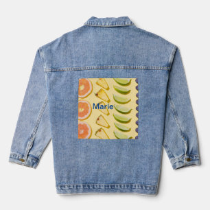 Orange pineapple blue berry lemon add name photo t denim jacket