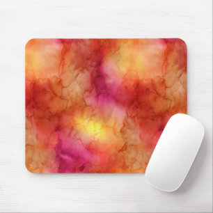 Orange Pink Alcohol Ink Marble Mouse Pad