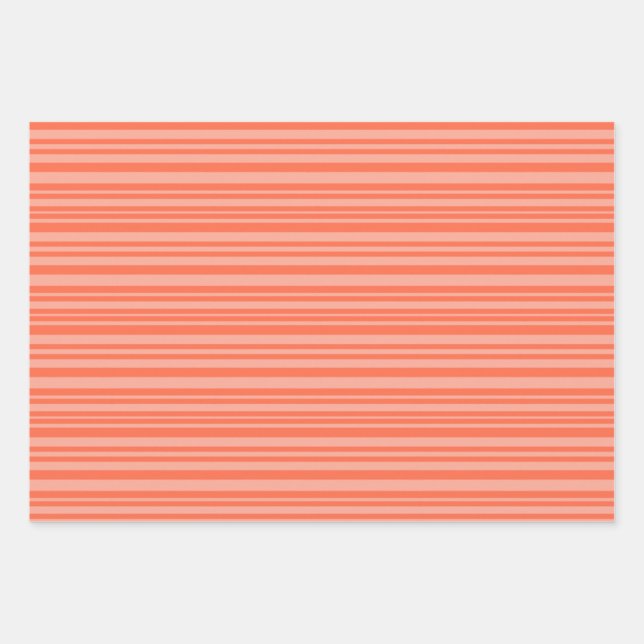 Orange Pink and Green Stripes Wrapping Paper Sheet (Front)