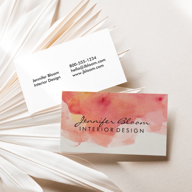 Orange, Pink and Red Watercolor Business Card (Orange, Pink and Red Watercolor Business Card)