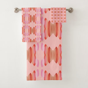 Orange Pink and Rust Bath Towel Set