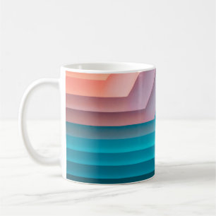 Orange, pink, and teal illustration coffee mug