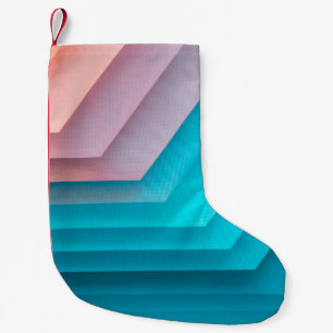 Orange, pink, and teal illustration small christmas stocking