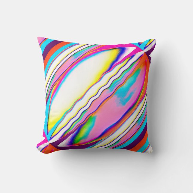 Orange Pink Aqua Yellow Blue Diagonal Design Cushion (Front)