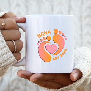 Orange Pink Baby Feet Mug for Nana