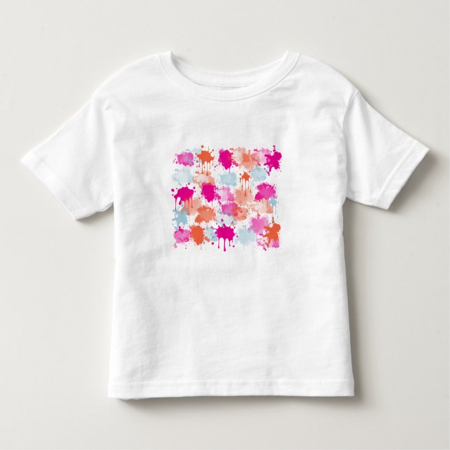 Orange Pink Blue Abstract Modern Paint Splashes    Toddler T-Shirt (Front)