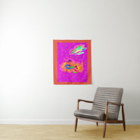 Orange pink blue tribal art design