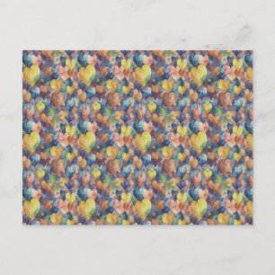 orange pink blue yellow hearts postcard