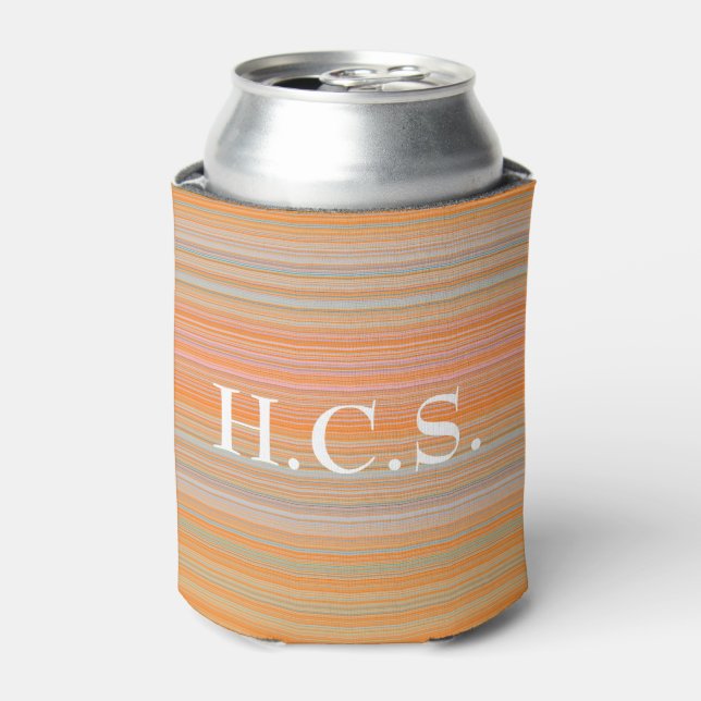 Orange Pink Can Cooler with Initials  HAMbyWG (Can Front)