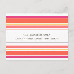 Orange & Pink Candy Stripes Family Postcard