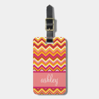 Orange & Pink Chevron Pattern with Monogram