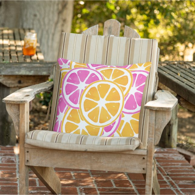 Orange Pink Citrus Slices  Cushion (Chair)