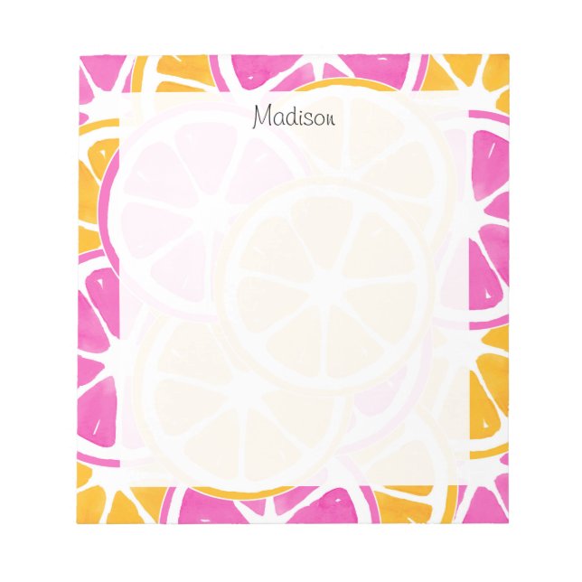 Orange Pink Citrus Slices  Notepad (Front)