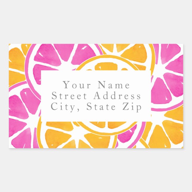 Orange Pink Citrus Slices    Rectangular Sticker (Front)