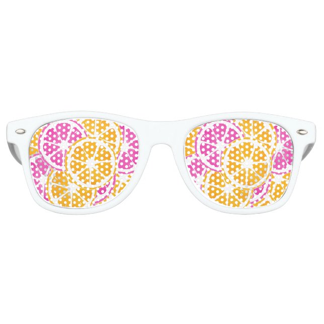 Orange Pink Citrus Slices Retro Sunglasses (Front)