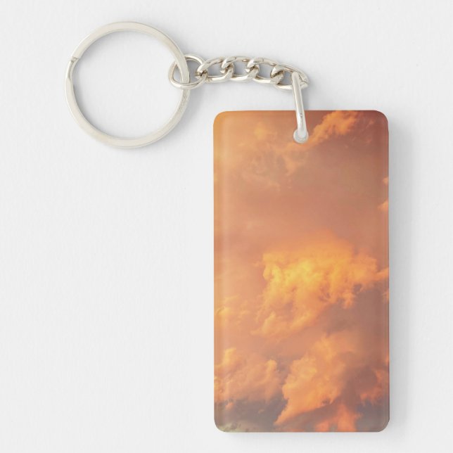 Orange Pink Clouds Cloudscape Key Ring (Front)