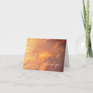 Orange Pink Clouds Cloudscape Thank You Note Card