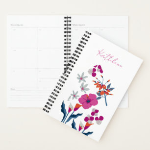 Orange Pink Custom Name Stylish Planner