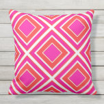 Orange Pink Diamond Geometric Cushion<br><div class="desc">Pillow printed with original mixed media geometric pattern.</div>