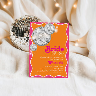 Orange & Pink Disco Bridal Shower Invitation