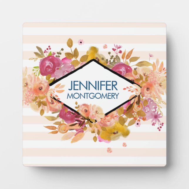 Orange & Pink Floral Bouquet Plaque (Front)