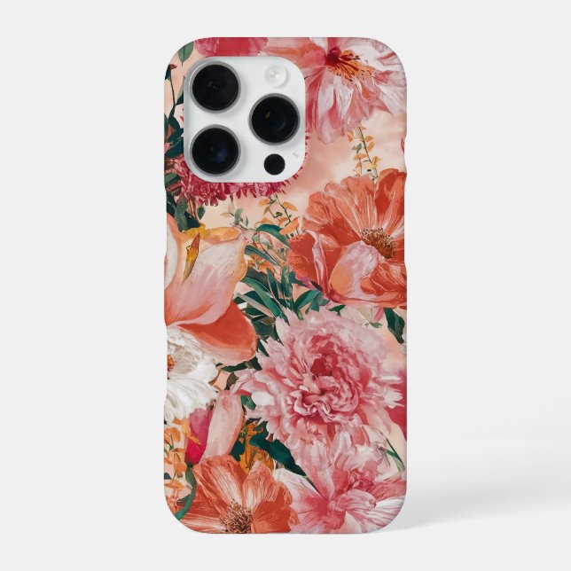 Orange Pink Floral Pattern iPhone Case (Back)