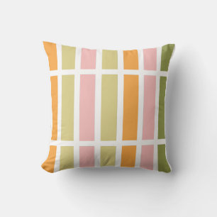 Orange Pink Gold and Green Stripes Cushion