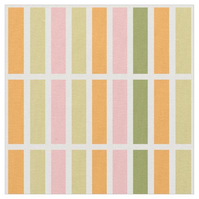 Orange Pink Gold and Green Stripes Fabric (Close Up)