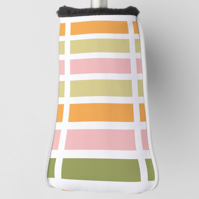 Orange Pink Gold and Green Stripes Golf Head Cover (Rotate 90)