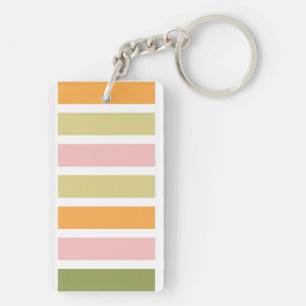 Orange Pink Gold and Green Stripes Key Ring