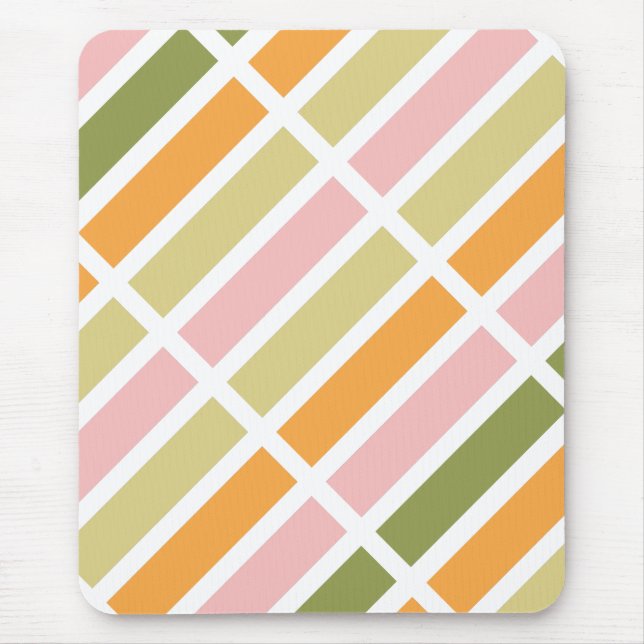 Orange Pink Gold and Green Stripes Mouse Pad (Front)