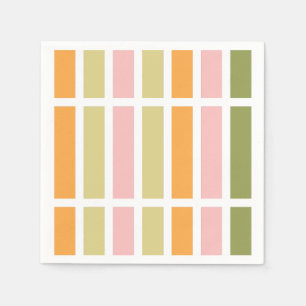 Orange Pink Gold and Green Stripes Napkin